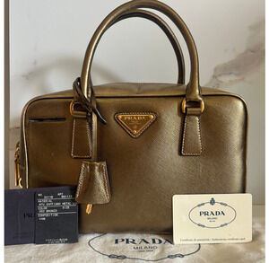 Copied -  Prada Saffiano Metallic Boston Bag with Strap